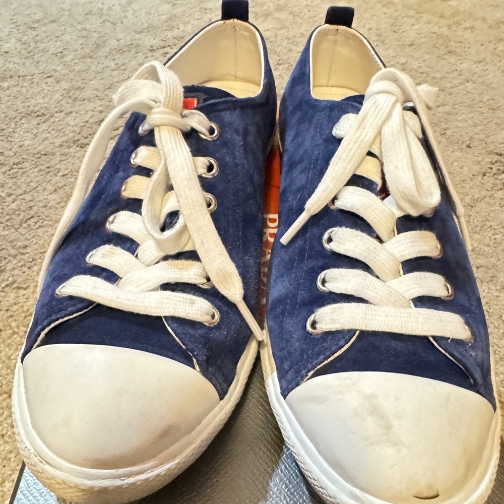 Prada blue suede sneakers size 38.5/81/2